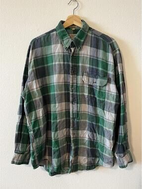 Vintage London Fog Flannel Mens Large Shirt Outdoors Unlimited USA 90s Grunge